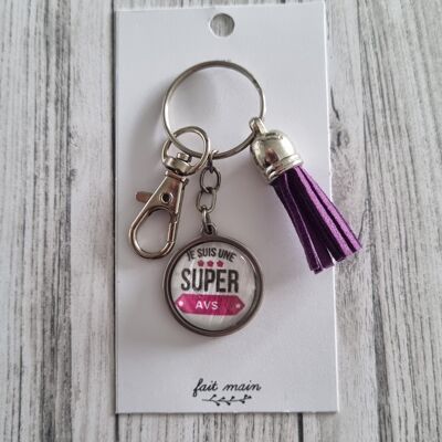 "I am a super AVS" keychain