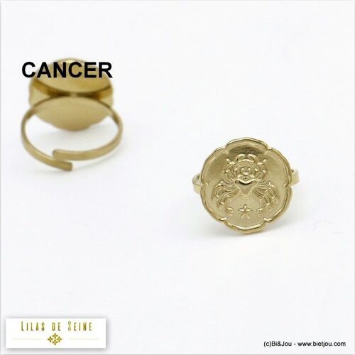 bague signe astro cancer zodiaque acier 0420010