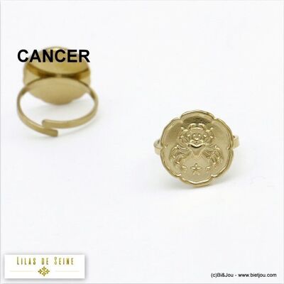 bague signe astro cancer zodiaque acier 0420010
