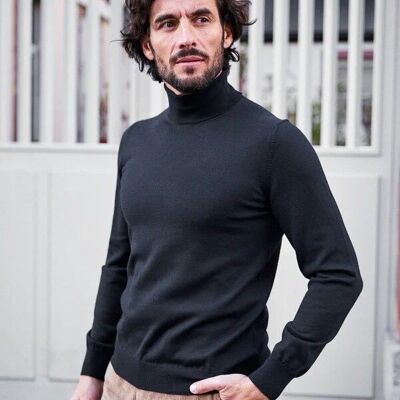 Pull col roulé en laine Henry noir