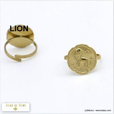 anillo signo astro leon zodiacal acero 0420016
