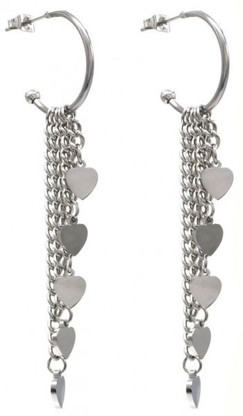 E-D19.4 E2275-017S S. Steel Earrings Hearts 2x7cm