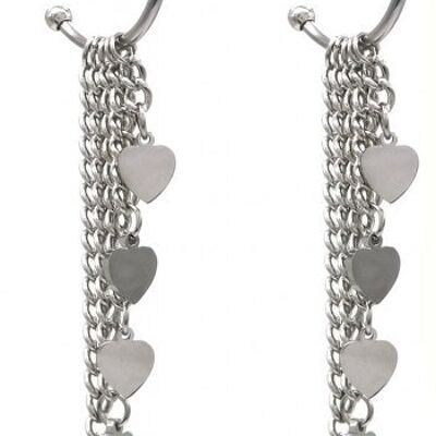 E-D19.4 E2275-017S S. Steel Earrings Hearts 2x7cm