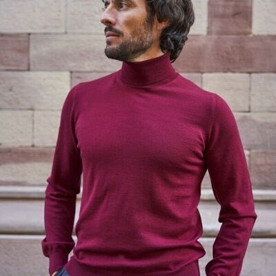 Pull col roulé en laine Henry bordeaux