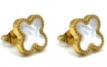 E-E17.3 E038-012G S. Acciaio Borchie Trifoglio - MOP 12mm