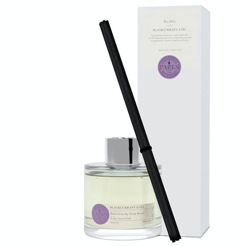 Blackcurrant & Fig Scented Diffuser - 100ml, Alcohol-free Reed Diffuser, Hand-blended fragrance, Made in UK.