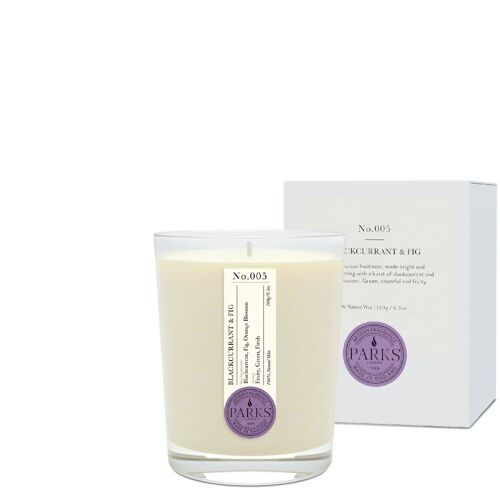 Blackcurrant & Fig Scented Candle - 180g,  100% natural wax, Coreless Cleanburn™, Made in UK, Hand-blended fragrance.