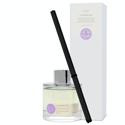 Difusor perfumado Lavender Haze - 100 ml, difusor de caña sin alcohol, fragancia mezclada a mano, fabricado en el Reino Unido.