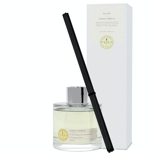Lemon Verbena Scented Diffuser - 100ml, Alcohol-free Reed Diffuser, Hand-blended fragrance, Made in UK.