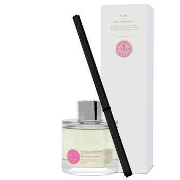 Diffuseur parfumé à la rose et au patchouli - 100 ml, diffuseur à roseaux sans alcool, parfum mélangé à la main, fabriqué au Royaume-Uni. 1