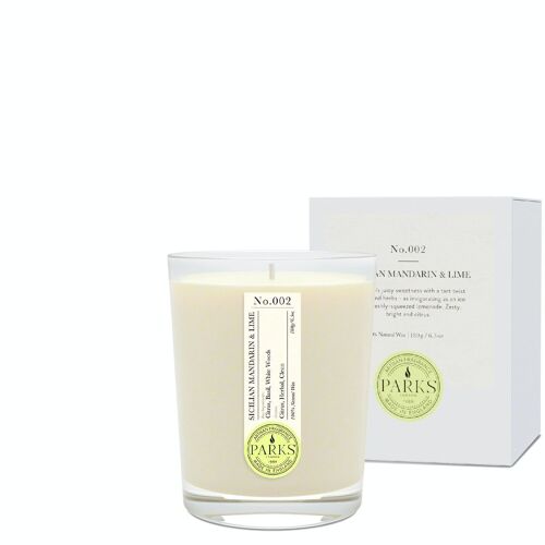 Sicilian Mandarin & Lime Scented Candle - 180g,  100% natural wax, Coreless Cleanburn™, Made in UK, Hand-blended fragrance.