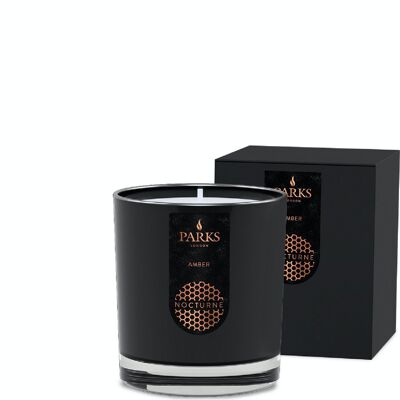Amber Scented Candle - 220g, 100% natural wax, Coreless Cleanburn™, Made in UK, Hand-blended fragrance.