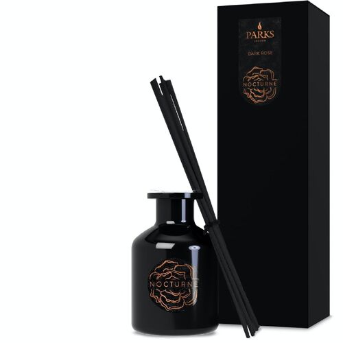 Dark Rose Scented Diffuser - 100ml, Alcohol-free Reed Diffuser, Hand-blended fragrance, Made in UK.