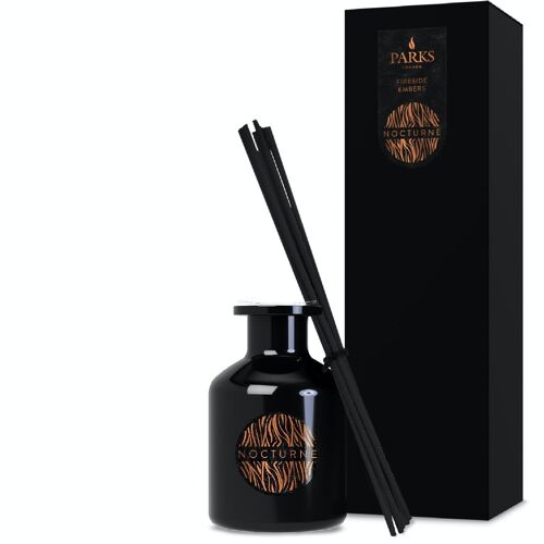 Fireside Embers Scented Diffuser - 100ml, Alcohol-free Reed Diffuser, Hand-blended fragrance, Made in UK.