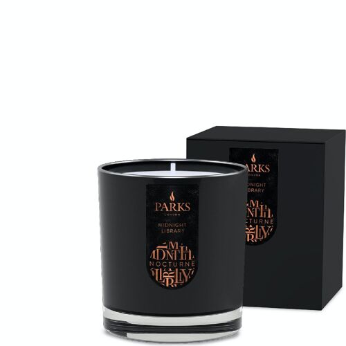 Midnight Library Scented Candle - 220g, 100% natural wax, Coreless Cleanburn™, Made in UK, Hand-blended fragrance.
