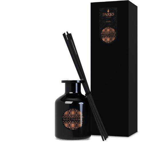 Oud Scented Diffuser - 100ml, Alcohol-free Reed Diffuser, Hand-blended fragrance, Made in UK.