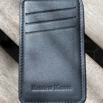 Matte black Eddy smooth leather card holder