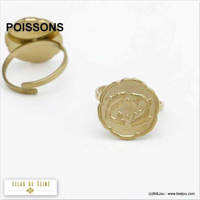 bague signe astro poisson zodiaque acier 0420009