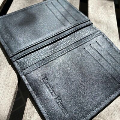 Matte black Arthus smooth leather wallet