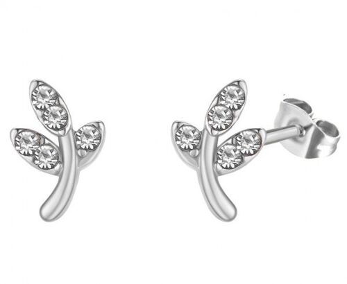 G-F6.3 ES65-075S S. Steel Ear Studs Leaves 8mm