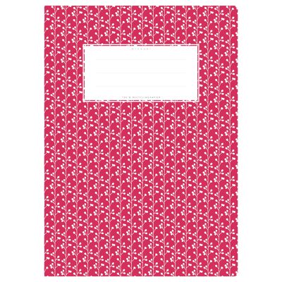Exercise book cover DIN A4 red patterned, floral tendrils