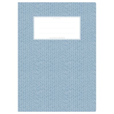 Exercise book cover DIN A4 light blue patterned, herringbone pattern