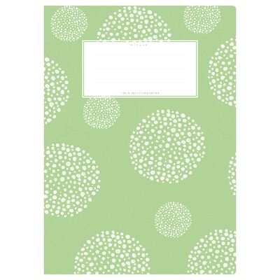 Exercise book cover DIN A4 light green patterned, balls