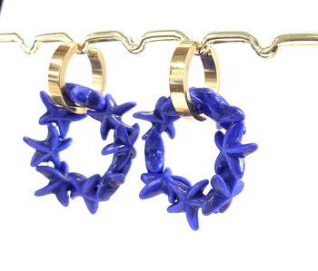 Boucles d'oreilles étoile de mer pierre naturelle cobalt 1