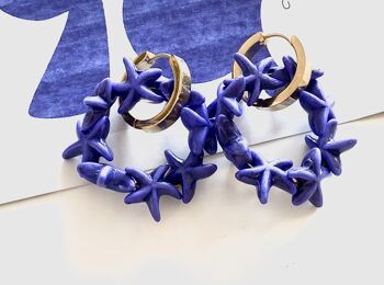 Boucles d'oreilles étoile de mer pierre naturelle cobalt 2