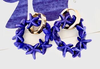 Boucles d'oreilles étoile de mer pierre naturelle cobalt 3