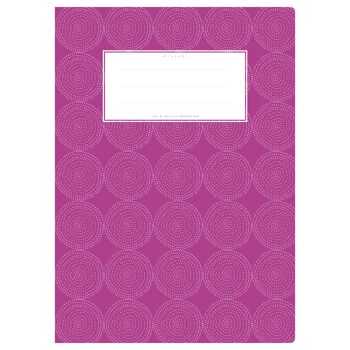 Couverture de cahier d'exercices A4 motifs violets, cercles