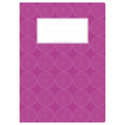 Couverture de cahier d'exercices A4 motifs violets, cercles