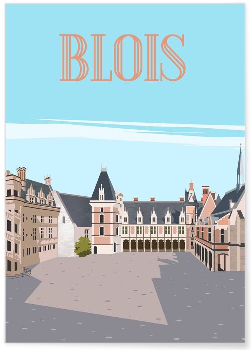 Affiche illustration de la ville de Blois - 2