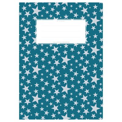 Protège cahier DIN A4 bleu foncé motif étoiles