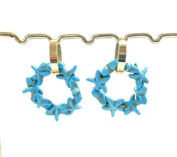 Boucles d'oreilles étoile de mer pierre naturelle turquoise 3