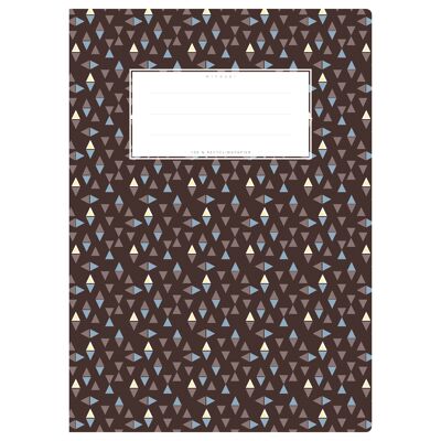 Exercise book cover DIN A4 brown patterned, small triangles