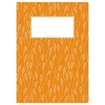 Couverture de cahier DIN A4 orange à motifs, vrilles
