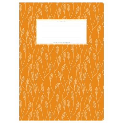 Couverture de cahier DIN A4 orange à motifs, vrilles
