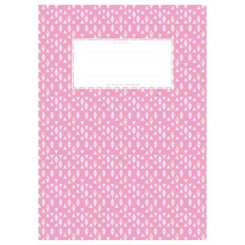 Couverture de cahier DIN A4 avec motif rose, petits triangles