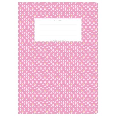 Exercise book cover DIN A4 with pink pattern, small triangles