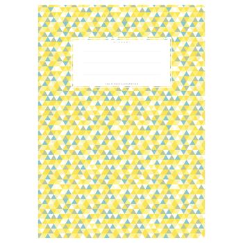 Couverture de cahier DIN A4 jaune à motifs, petits triangles