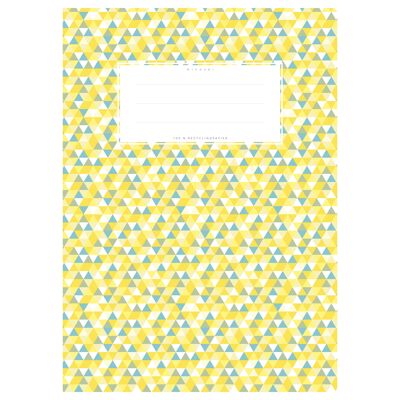 Couverture de cahier DIN A4 jaune à motifs, petits triangles
