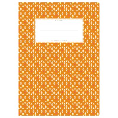 Schulheftumschlag DIN A4 orange gemustert, kleine Dreiecke