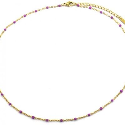 C-D17.3 N064-006G S. Steel Necklace Dots 40-45cm Purple