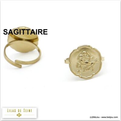 bague signe zodiaque sagittaire astrologique acier 0420011