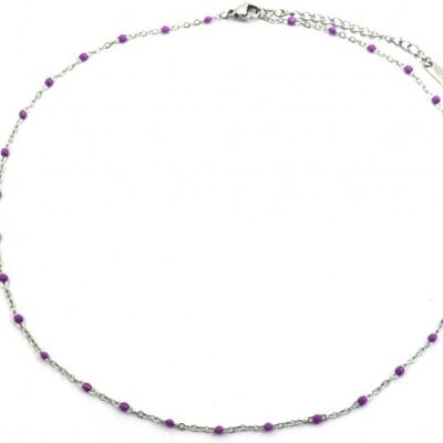 C-F17.4 N064-006S S. Steel Necklace Dots 40-45cm Purple