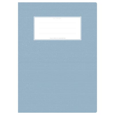 Exercise book cover DIN A4 light blue uni, monochrome with delicate horizontal stripes