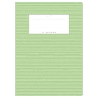 Cubierta del cuaderno de ejercicios DIN A4 verde claro uni, monocromática con delicadas rayas horizontales
