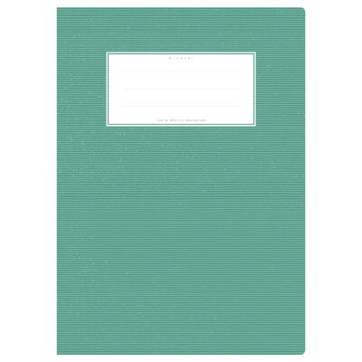 Exercise book cover DIN A4 dark green uni, one color with delicate horizontal stripes