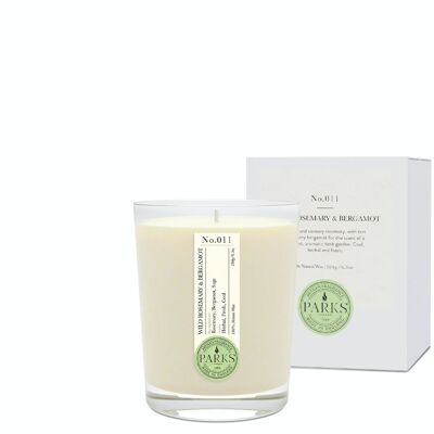 Wild Rosemary & Bergamot Scented Candle - 180g, 100% natural wax, Coreless Cleanburn™, Made in UK, Hand-blended fragrance.